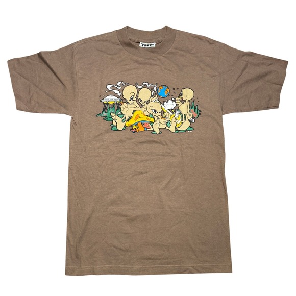 THC Totally Hip Clothing Other - Vintage 90s THC Totally Hip Clothing Alien Mushroom Bong Brown T-Shirt Medium